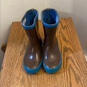 Kids Brown and Blue Rain Boots